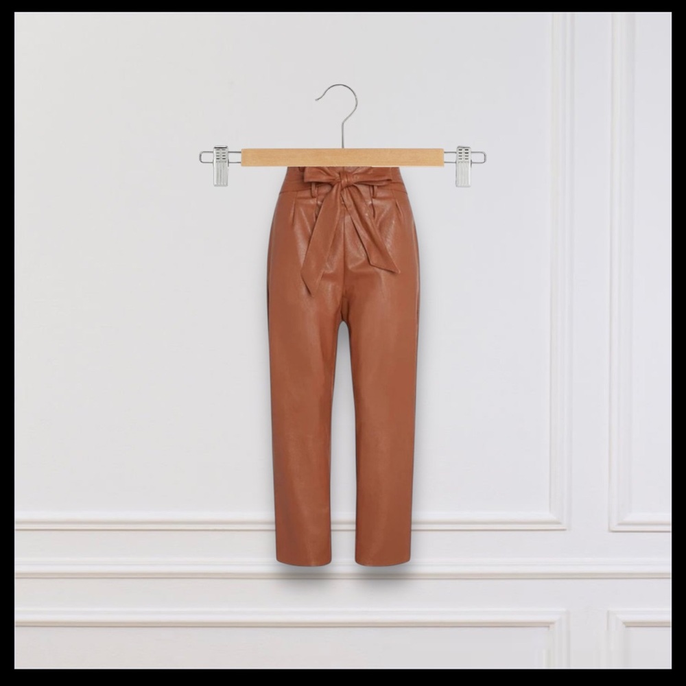 Free people leather tie pants culottes cargos 2 cocoa cropped